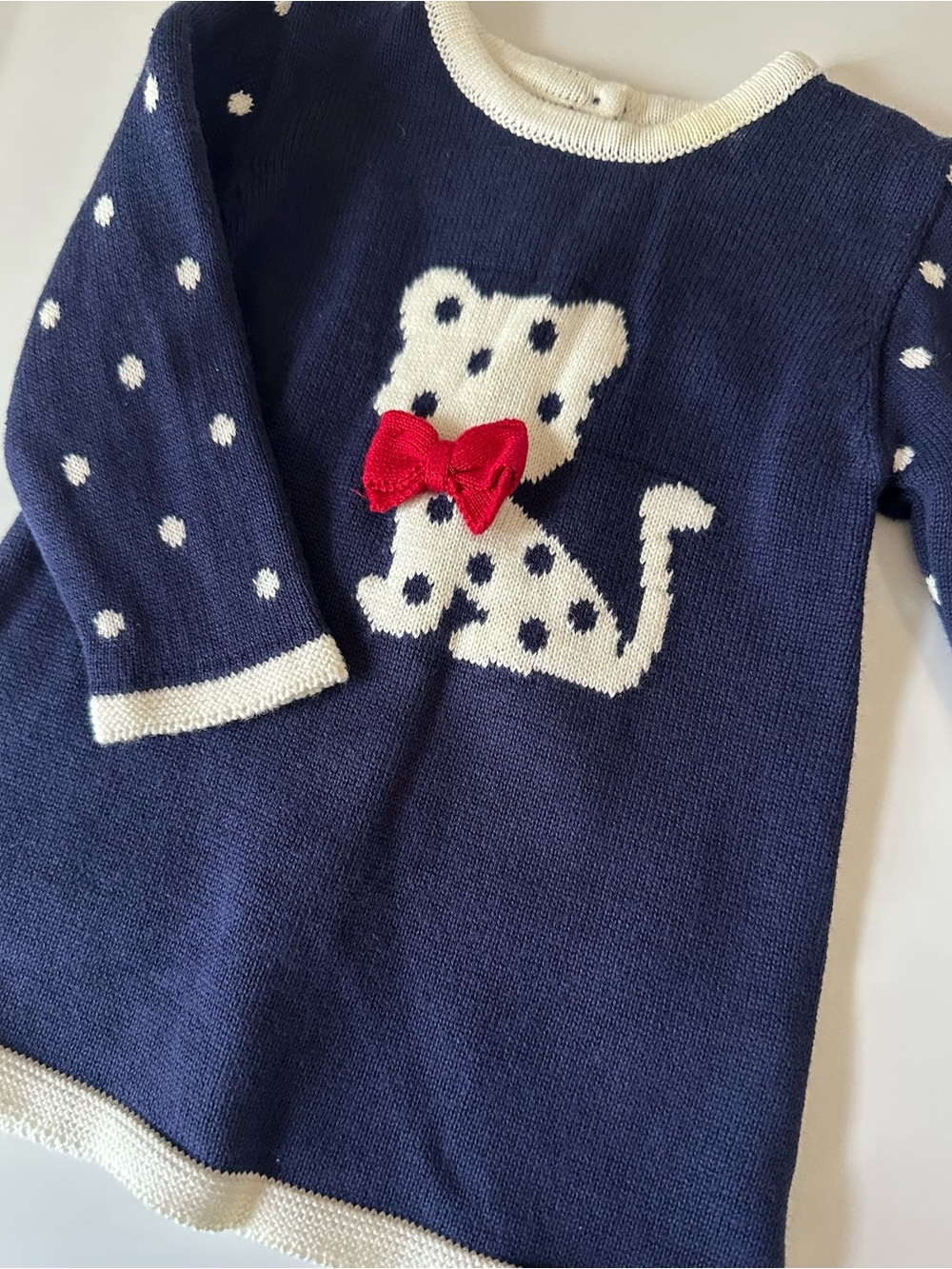 Mayoral Navy Cat Knit Sweater Dress 2–4M
